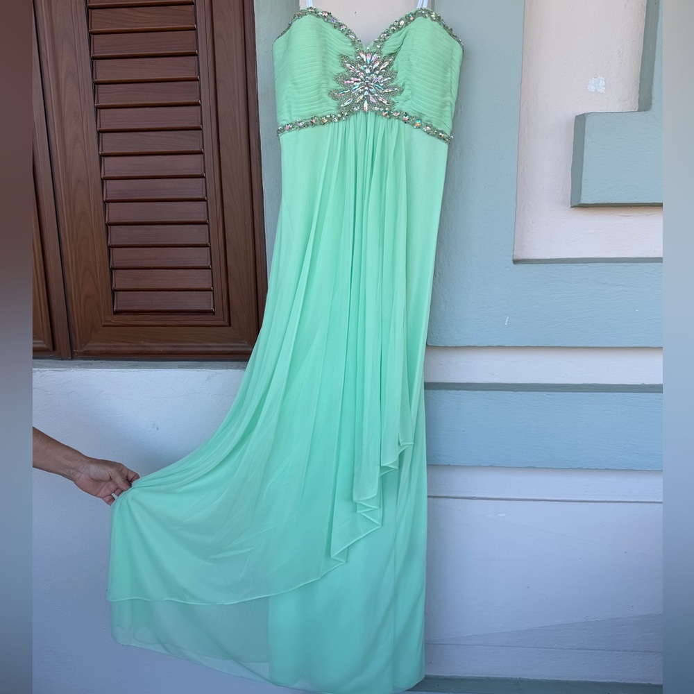XScape Prom 2015 NWT Seafoam Green Beaded Sweetheart Neckline Gown Prom - Picture 4 of 6